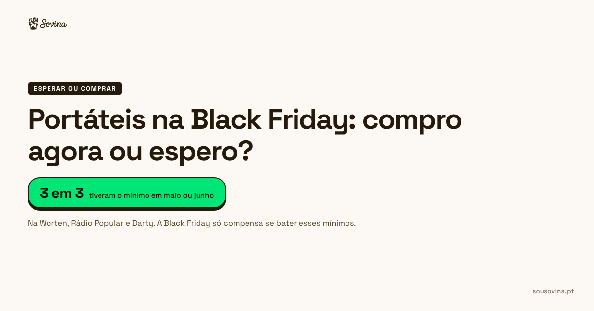 Preços de três portáteis na Worten, Rádio Popular e Darty em outubro de 2026, ao lado do mínimo que cada um já teve